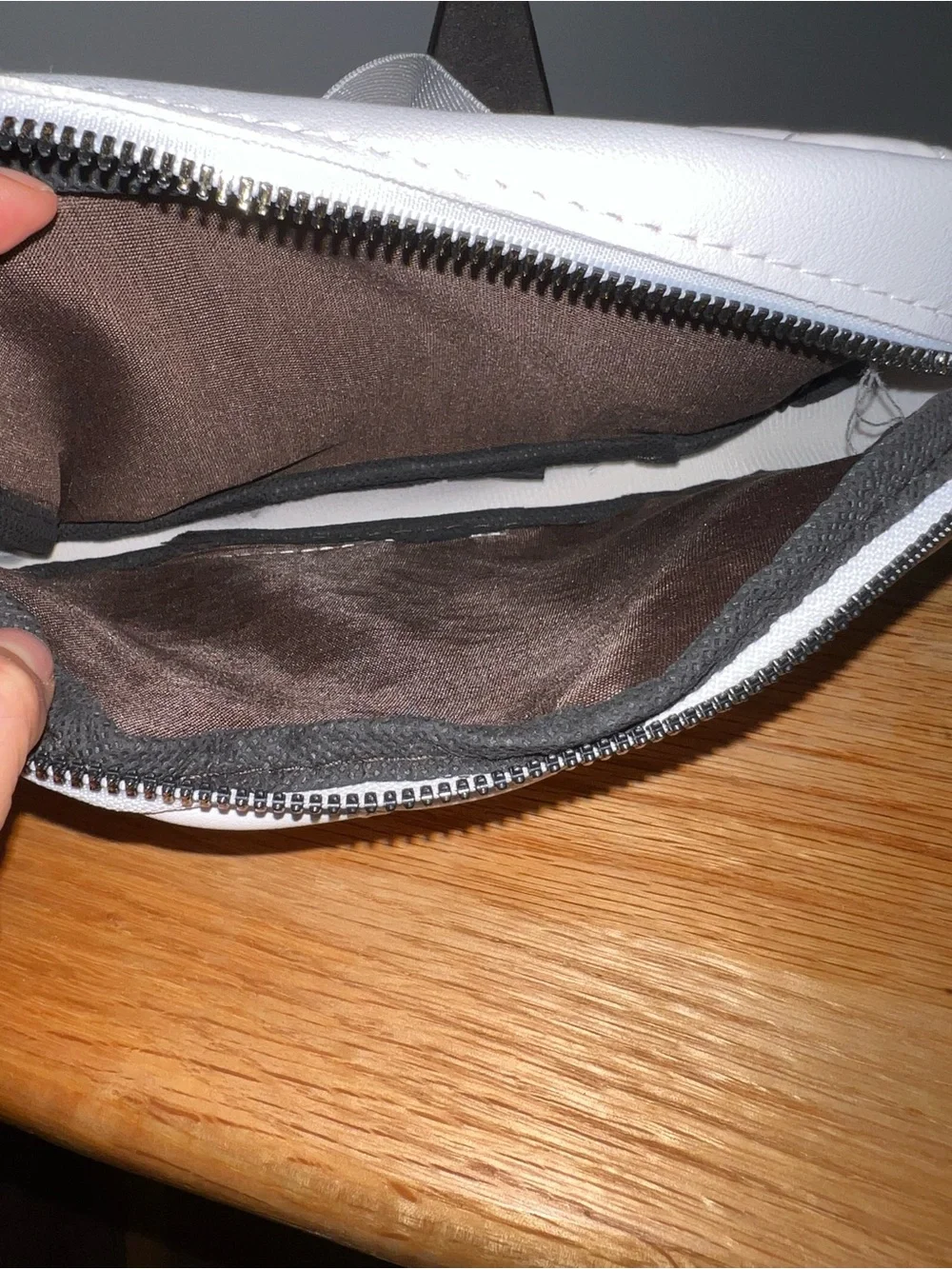 White Quilted Cosmetic Pouch with Front Pocket